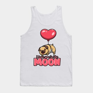 i love you to the moon and back cute pug bulldog heart Tank Top